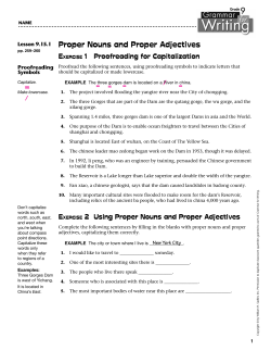 Proper Nouns and Proper Adjectives