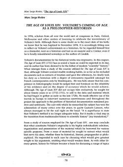 THE AGE OF LOUIS XIV: VOLTAIRE`S COMING OF AGE AS A