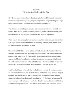 Getting a Job sample chapter - John Howard Society of Manitoba