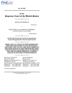 Brief Amicus Curiae Of Fred Korematsu, The Bar Association Of San
