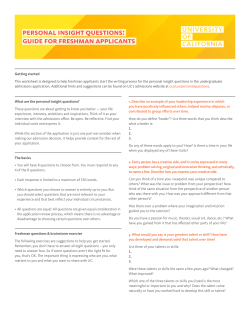 personal insight questions: guide for freshman applicants