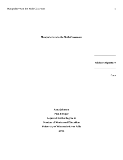 Manipulatives in the Math Classroom 1 Manipulatives in the Math