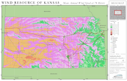 70 meter Mean Annual Wind Speed Map