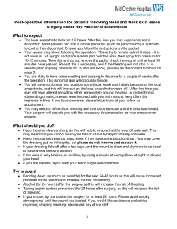 Post-operative information for patients following Head and Neck skin