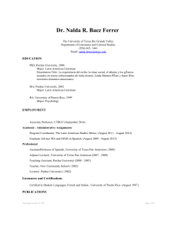 Dr. Nalda R. Baez Ferrer - University of Texas Rio Grande Valley