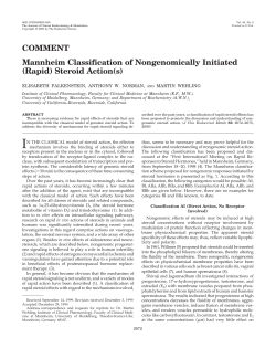 Mannheim Classification of Nongenomically Initiated (Rapid) Steroid