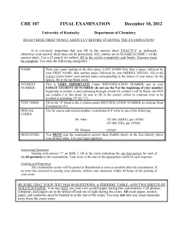 Fall Exam 4 - Chemistry - University of Kentucky