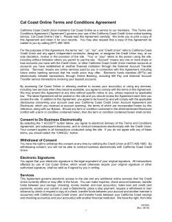 Coast ONLINE Terms and Conditions Agreement