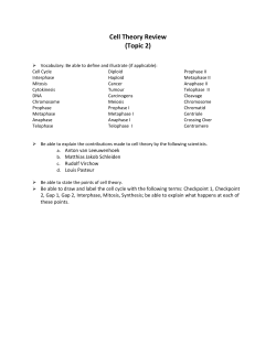 Meiosis and Mitosis Review