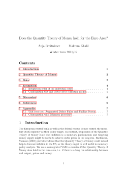 Does the Quantity Theory of Money hold for the Euro Area