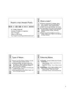 Rhythm in Non-Western Poetry What is meter? Types of Meters
