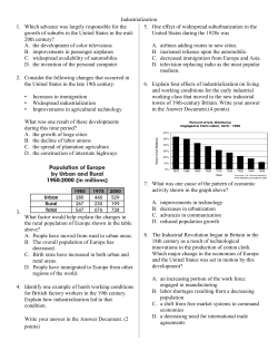 Industrialization 1. Which advance was largely responsible for the