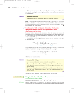 2 Use Descartes` Rule of Signs to Determine the Number of Positive