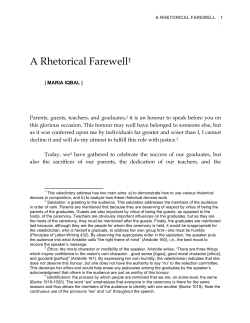 A Rhetorical Farewell1