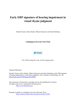 Early ERP signature of hearing impairment in visual rhyme judgment