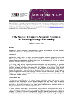 Fifty Years of Singapore-Australian Relations: An Enduring Strategic