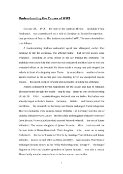 Understanding the Causes of WWI On June 28， 1914， the heir to