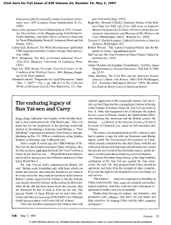 The enduring legacy of Sun Yat-sen and Carey