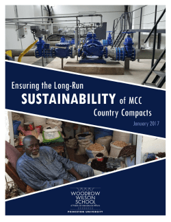 Ensuring the Long-Run Sustainability of MCC Country Compacts