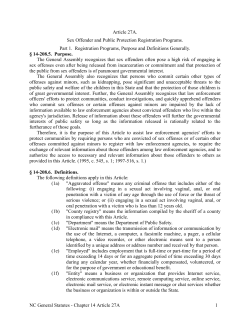 NC General Statutes - Chapter 14 Article 27A 1 Article 27A. Sex