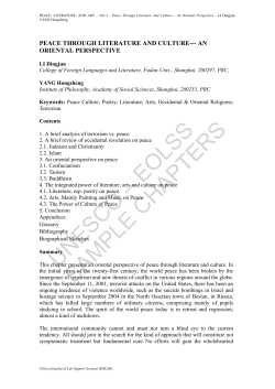 Peace Through Literature And Culture--- An Oriental