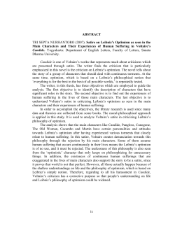 satire on leibniz`s optimism as seen in the main characters and