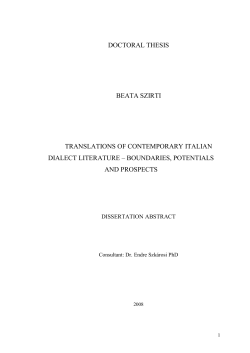 doctoral thesis beata szirti translations of contemporary italian