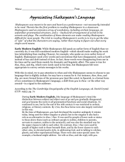 Appreciating Shakespeare`s Language