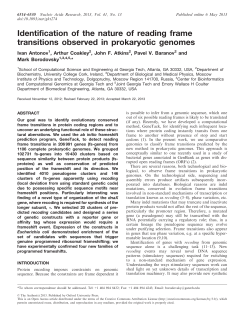Identification of the nature of reading frame transitions observed in