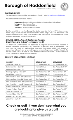 Annual Borough News - Borough of Haddonfield