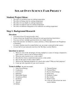 SOLAR OVEN SCIENCE FAIR PROJECT