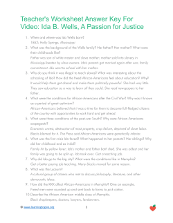 Teacher`s Worksheet Answer Key For Video: Ida B. Wells, A Passion
