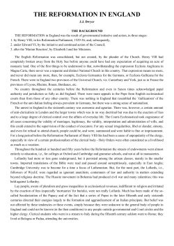 THE REFORMATION IN ENGLAND