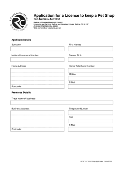 App - Pet Shop Licence - Redcar and Cleveland Council
