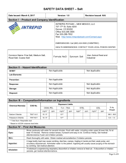 MATERIAL SAFETY DATA SHEET &ndash; SODIUM CHLORIDE
