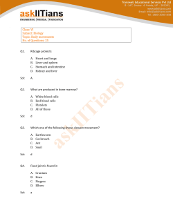 Class: VI Subject: Biology Topic: Body movements No