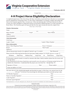 4-H Project Horse Eligibility/Declaration