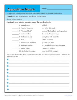 Appositive Phrase Worksheet - Appositives Match | K12Reader.com