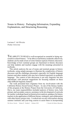 Nouns in History: Packaging Information, Expanding Explanations