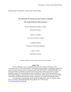 The Interaction of Testosterone and Cortisol
