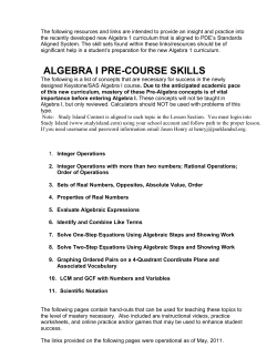 algebra i pre-course skills