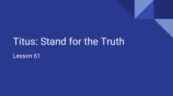 Titus: Stand for the Truth