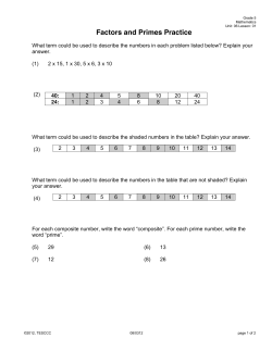 Factors and Primes Practice - Iduma Elementary 5th Grade Math