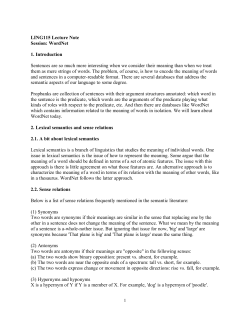 LING115 Lecture Note Session: WordNet 1. Introduction Sentences