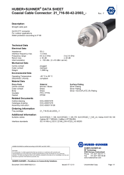 HUBER+SUHNER&reg; DATA SHEET Coaxial Cable