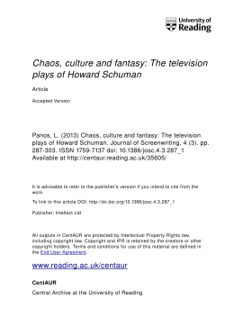 Chaos, culture and fantasy: The television plays of Howard Schuman
