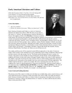 Early American Literature and Culture