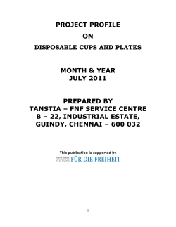 PROJECT PROFILE ON DISPOSABLE CUPS AND PLATES