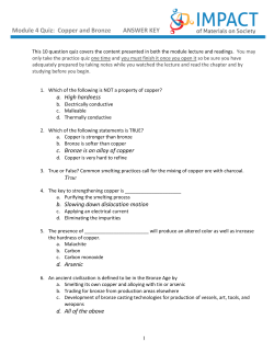 Module 4 Quiz: Copper and Bronze ANSWER KEY