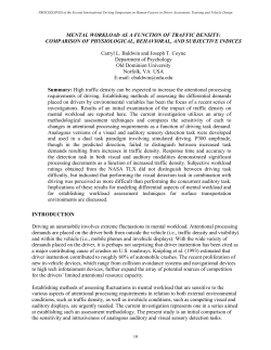MENTAL WORKLOAD AS A FUNCTION OF TRAFFIC DENSITY